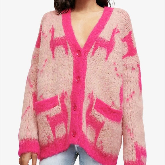 Maje Sweaters - Maje Llama alpaca cardigan